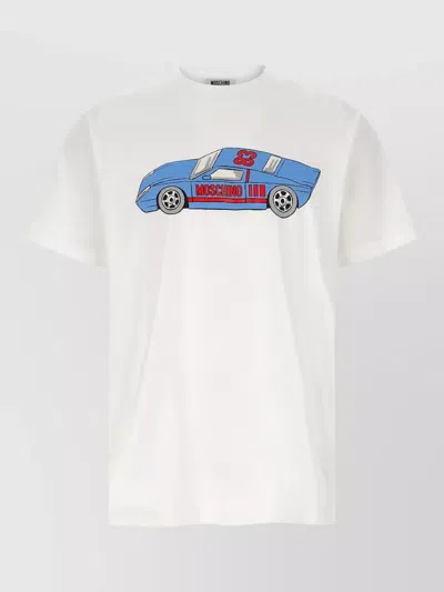 Moschino Crew Neck T Shirt Graphic Print In White