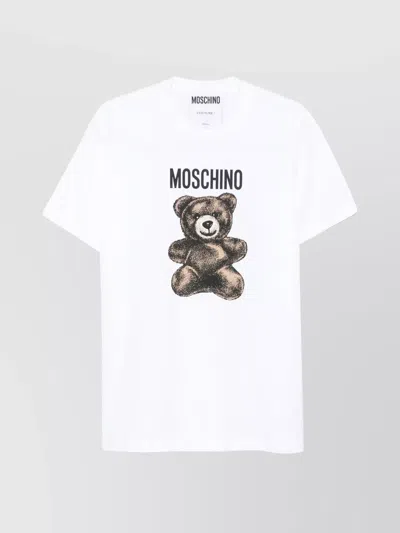MOSCHINO CREW NECK TEDDY BEAR GRAPHIC PRINT T-SHIRT