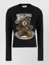 Moschino Teddy Bear-intarsia Crew-neck Sweater In Black