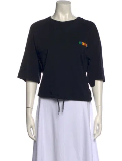 Pre-owned Moschino Crew Neck Three-quarter Sleeve Top In Black