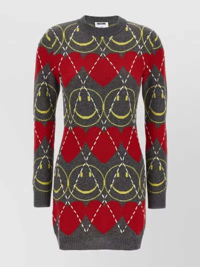 Moschino Multicolor Smiley Wool Dress