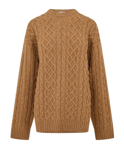 Moschino Crew Sweatr Ld99 In Brown