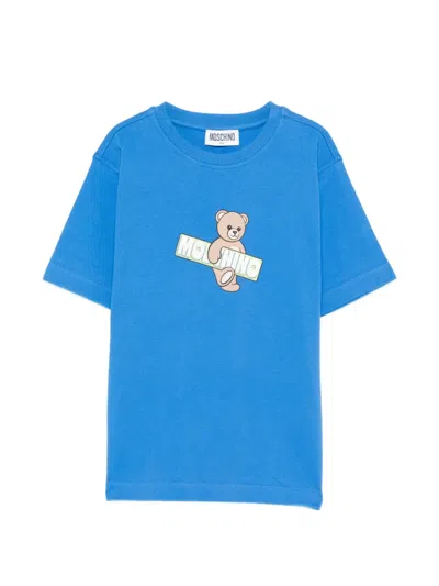 Moschino Kids' Crewneck Graphic T-shirt In Blue