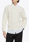 Moschino Crewneck Knitted Sweater In Cream