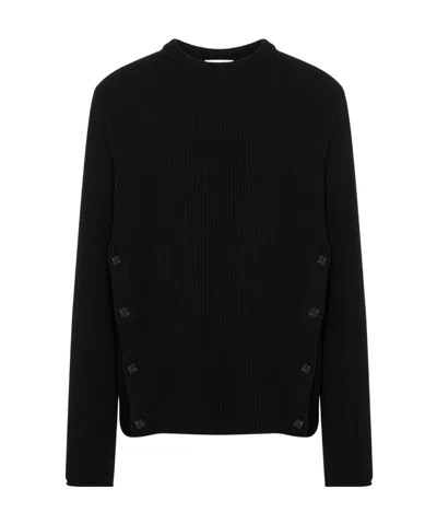 Moschino Crewneck Ribbed-knitted Jumper In Black