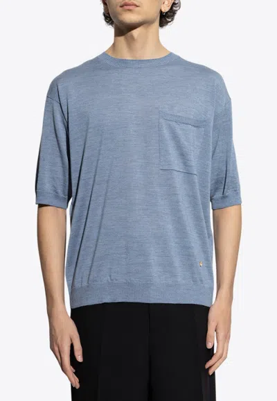 Moschino Crewneck Short-sleeved T-shirt With Pocket In Blue