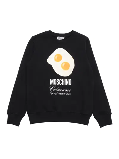 Moschino Kids' Crewneck Sweater In Black