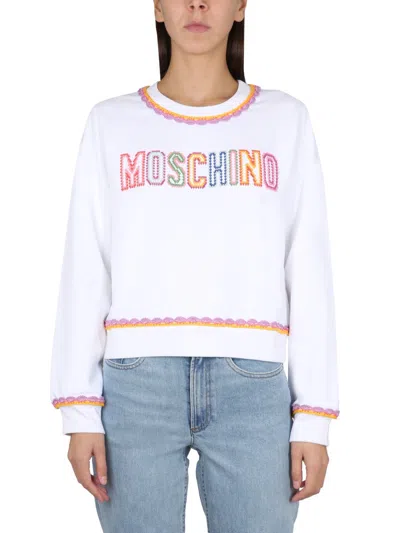 Moschino Crewneck Sweatshirt In White