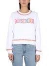 Moschino Women's Logo Detail Cotton Sweatshirt In White