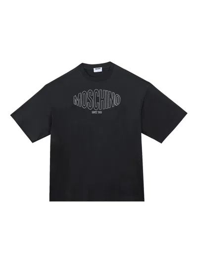 Moschino Cristalli Logo Sport T-shirt In Black