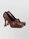 Moschino Croc-embossed Calf Leather Sculpted Heel Pumps In Brown