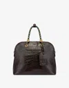 Moschino Croc Print Braided Cord Handbag In Brown
