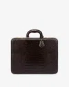 Moschino Croc Print Briefcase In Brown