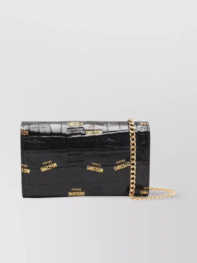 Moschino Croc Print Chain Shoulder Bag