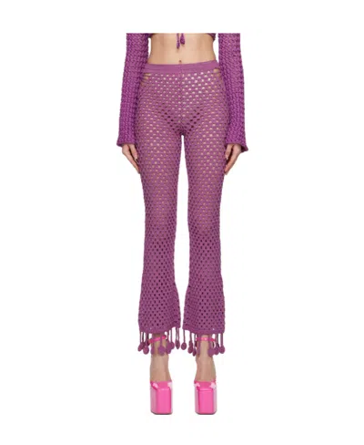 Moschino Crocheted Casual Pants In Purple