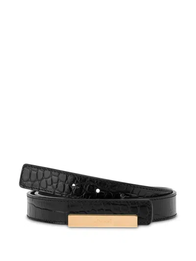 Moschino Crocodile-effect Belt In 黑色