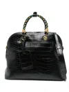 Moschino Crocodile-effect Tote Bag In Black