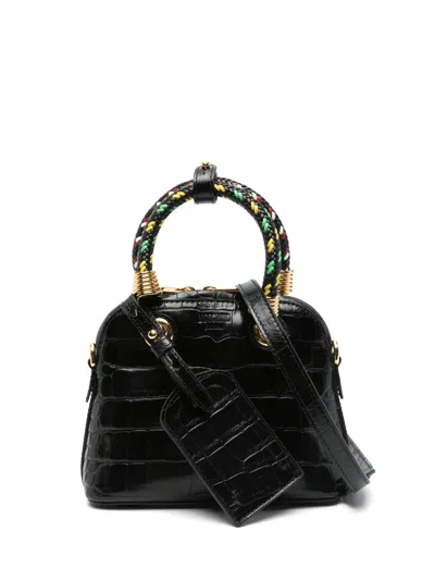Moschino Crocodile-effect Tote Bag In Black