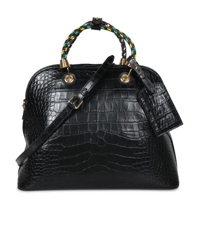 Moschino Crocodile-effect Tote Bag In Black