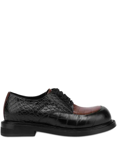 Moschino Crocodile-embossed Derby Shoes In Black