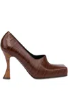 Moschino Crocodile-embossed Square-toe Pumps In Blue
