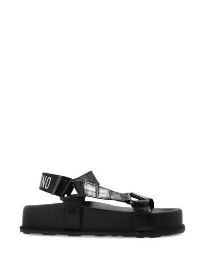Moschino Crocodile-embossed Sandals In Multi