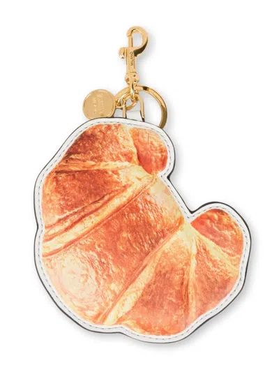 Moschino Croissant Keychain In Beige