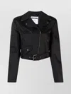 Moschino Cropped Belted Blazer With Flap Pockets In Black