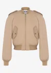 Moschino Raglan-sleeve Cropped Bomber Jacket In Beige