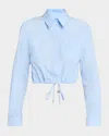 Moschino Cropped Button-front Shirt In Blue