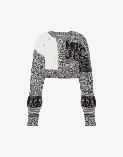 Moschino Cropped Cotton And Nylon Pullover Urban In Gray