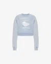 Moschino Cropped Cotton Sweatshirt With Print In Blue