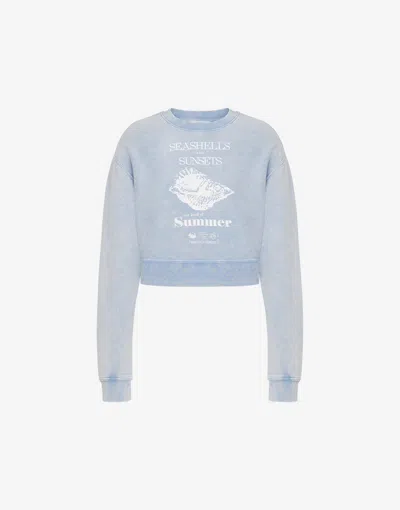 MOSCHINO CROPPED COTTON SWEATSHIRT WITH PRINT