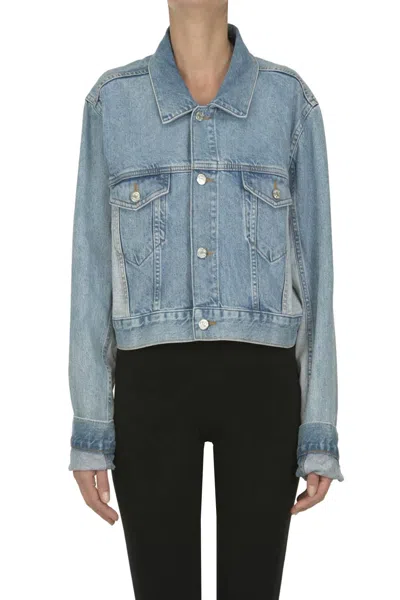 Moschino Cropped Denim Jacket In Blue