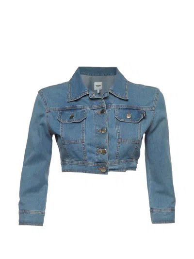 Pre-owned Moschino Cropped Denim Jacket In Blue