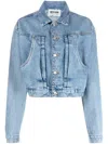 Moschino Cropped Denim Jacket With Vintage Appeal In Blue