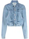Moschino Cropped Denim Jacket With Vintage Appeal In Blue