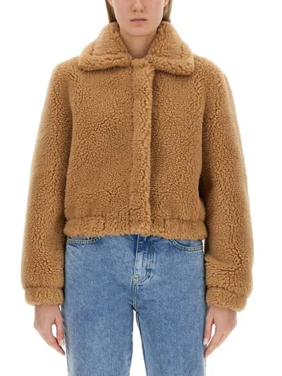 Moschino Cropped Furry Effect Jacket In Multi