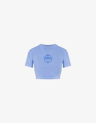 Moschino Cropped Jersey T-shirt With Logo In Blue