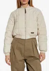 Moschino Cropped Padded Bomber Jacket In Neutral