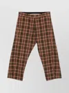Moschino Cropped Plaid Trousers Belt Loops In Brown