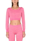 Moschino Cropped Pullover With Allover Logo Pattern