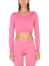 Moschino Cropped Pullover With Allover Logo Pattern