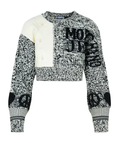 MOSCHINO MOSCHINO JEANS LOGO INTARSIA CROPPED JUMPER