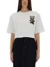 Moschino Cropped T-shirt "teddy Bear" In White