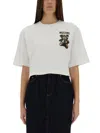 Moschino Cropped T-shirt With Playful Teddy Bear Design In White