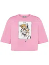 Moschino Teddy Bear Cropped T-shirt In Pink & Purple