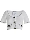 Moschino Cardigan Cotton Blend Contrasting Profiles In White