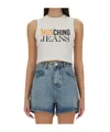 Moschino Graphic Print Sleeveless Crop Top In White
