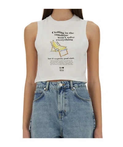 MOSCHINO CROPPED TOP WITH PRINT